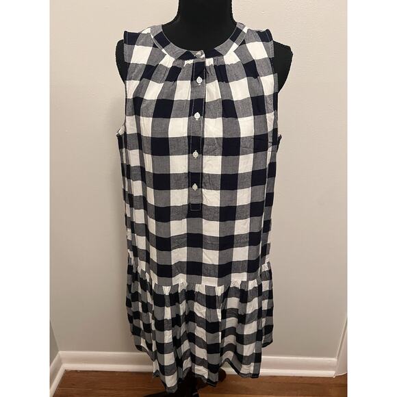 crown & ivy Dresses & Skirts - Crown & Ivy Womens Black White Plaid Checkered Shift Dress Size S Button Front